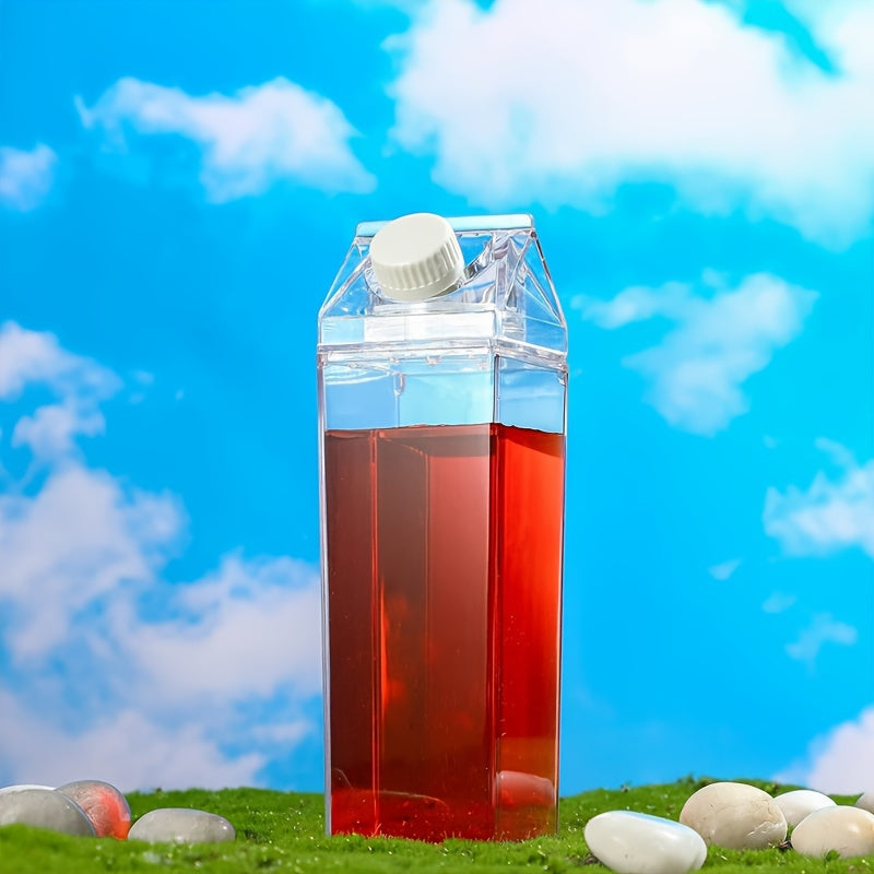 Stylish Milk Carton Water Bottle Travel-Friendly Fits in Backpacks and Car Cup Holders Cold Drinks and Fruit Juice