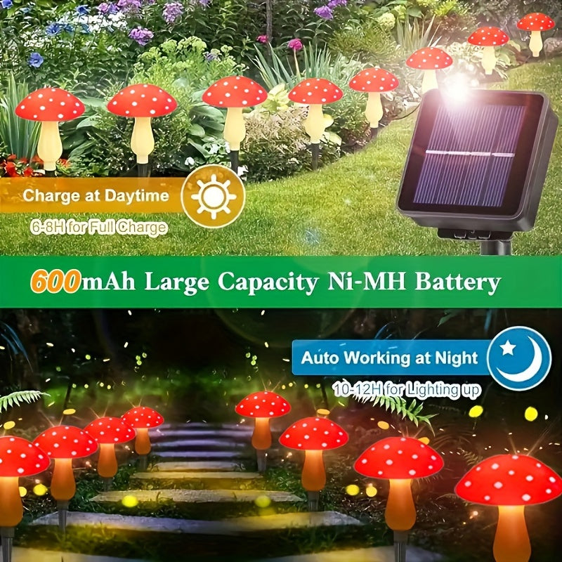 8/12pcs Solar Mushroom Pathway Lights ABS Material 8 Lighting Modes Infrared Sensor Outdoor Garden Yard