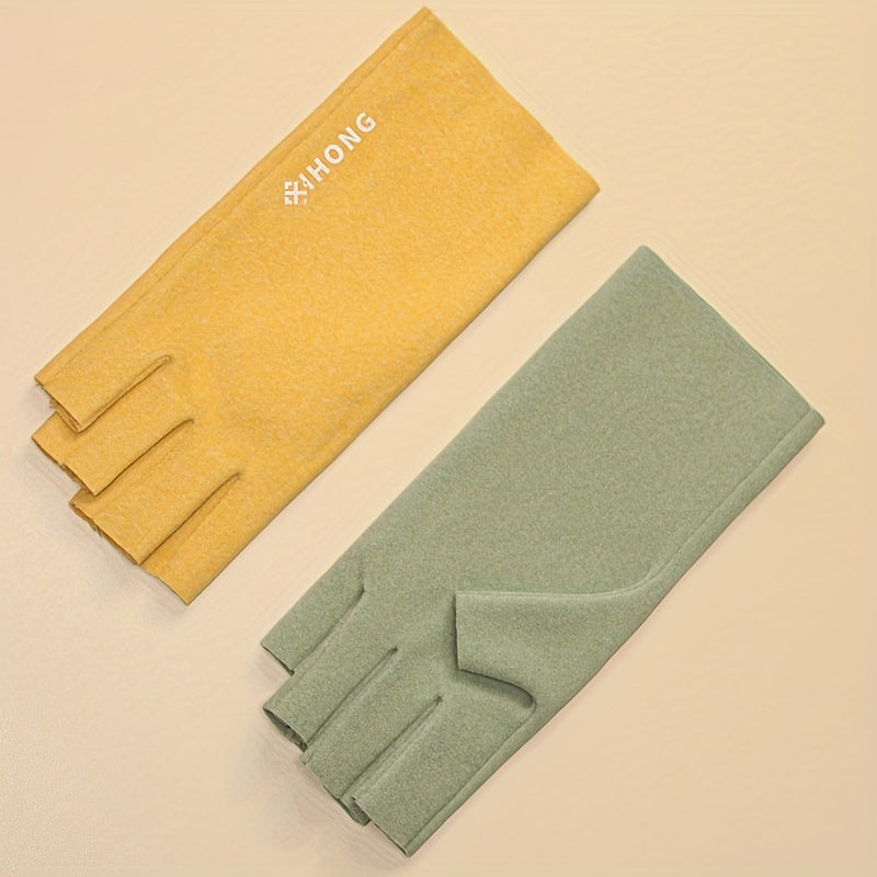 Thermal Polyester Spandex Fingerless Gloves for Winter Office Touch Screen Use