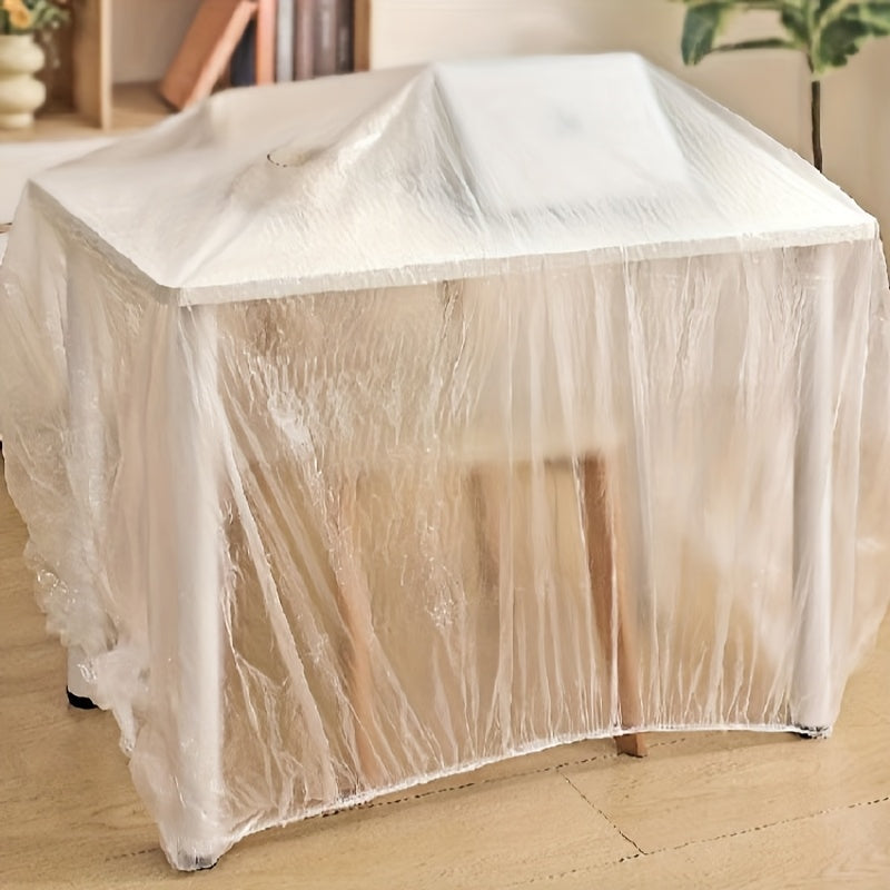 Водонепроницаемые прозрачные пластиковые чехлы различных размеров (3,1 м, 4,7 м, 3,89 м) для защиты мебели и бытовой техники дома или на улице.