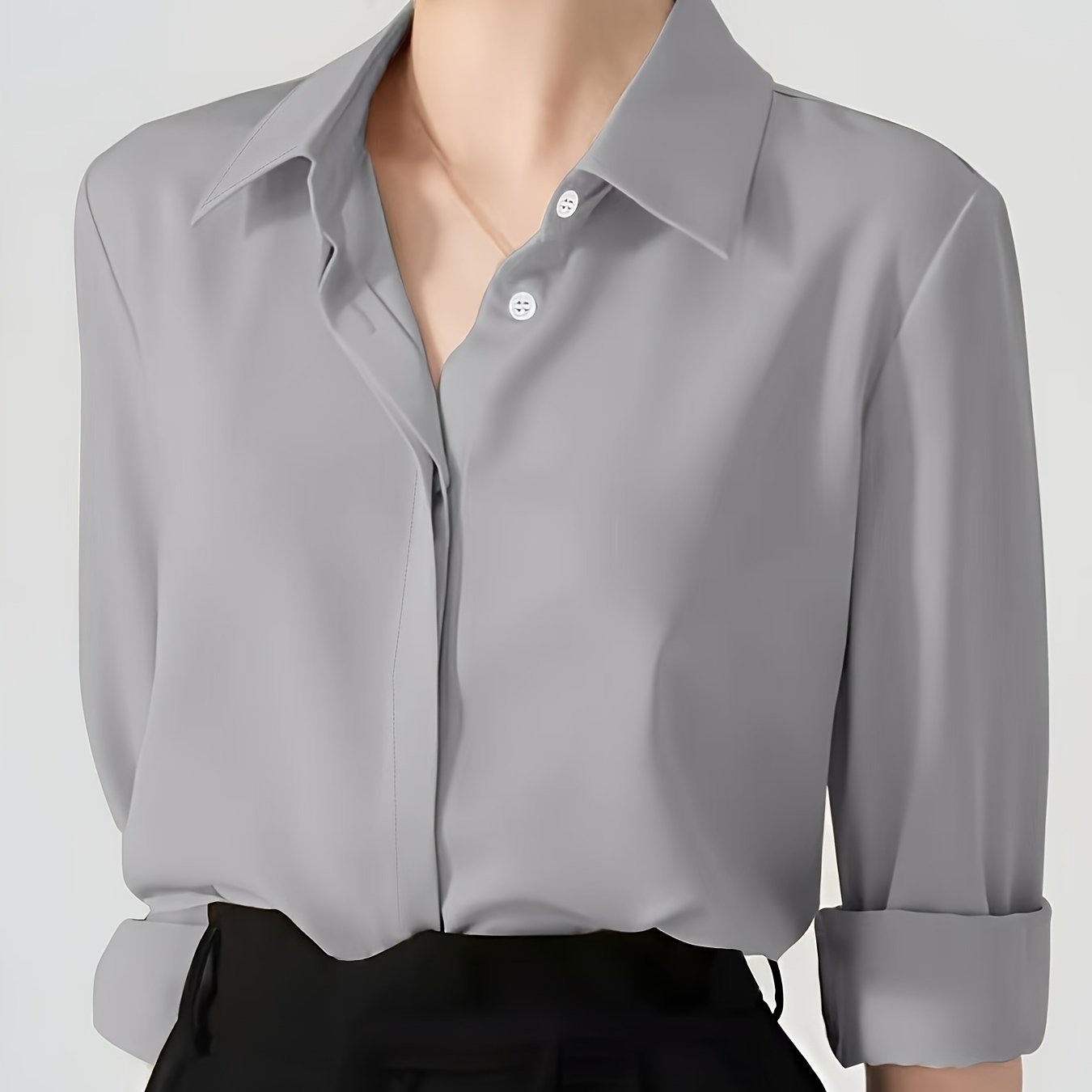 Camisa blanca de manga larga para mujer, poliéster, estilo coreano, corte suelto, primavera y otoño
