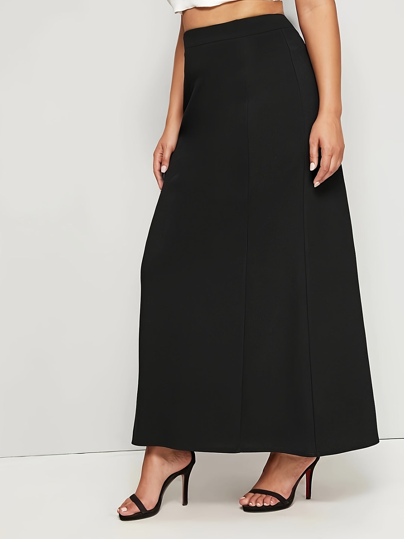 Plus Size Maxi Skirt High Waist A-Line Spring Summer Women's Clothing