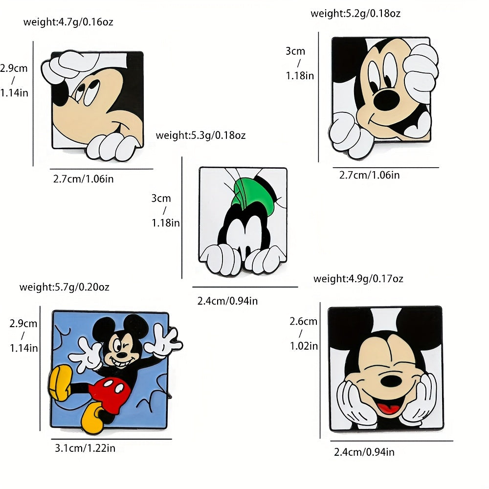 Set of 6 Animal Enamel Brooch Pins Cute Minimalist Alloy Badge for Clothing Backpack