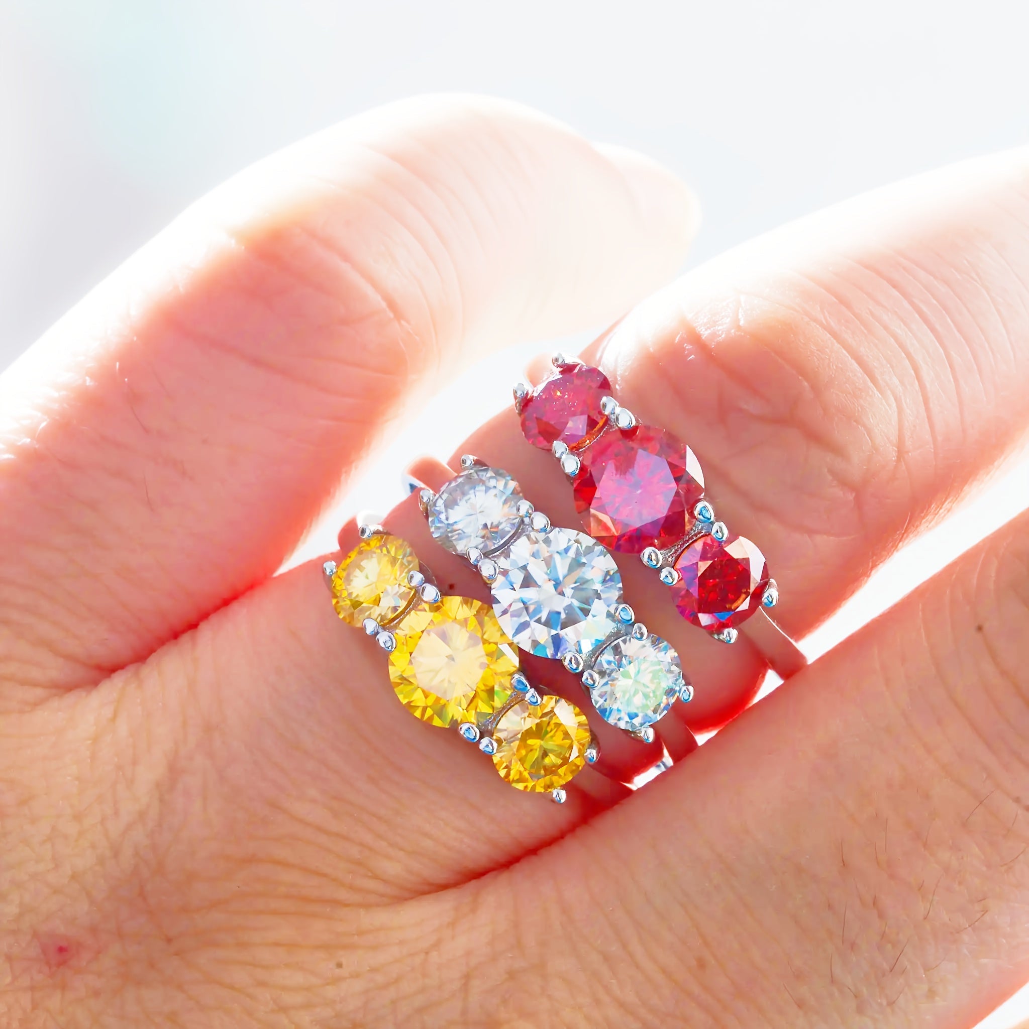 Sterling Silver Moissanite Engagement Ring 2ct with Multiple Colors for Weddings and Gifts