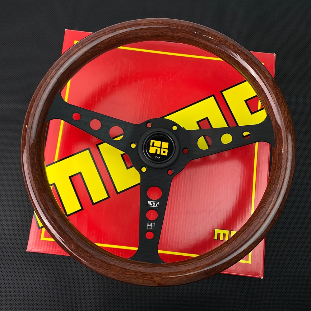 Универсальное деревянное рулевое колесо для гонок и дрифта, 35.56 см, черное/серебро