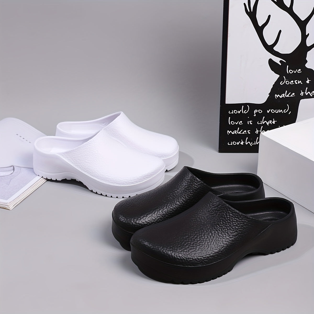 Women's Waterproof Non Slip Kitchen Work Mules Casual Slip-On Shoes