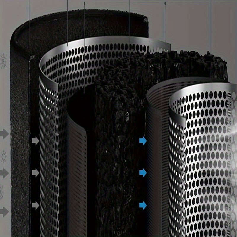 Black Metal Plant Growth Tent Air Filter 6x16 Inches Activated Carbon Hydroponic