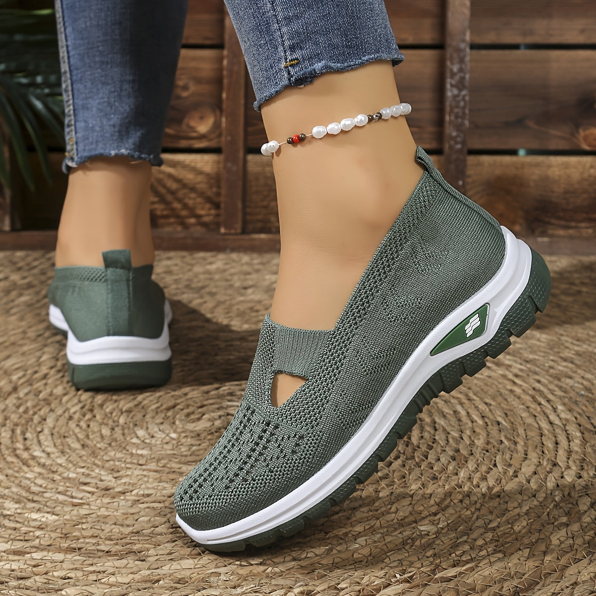 Women's Slip-On Sneakers Breathable Fabric Soft Sole Casual Shoes