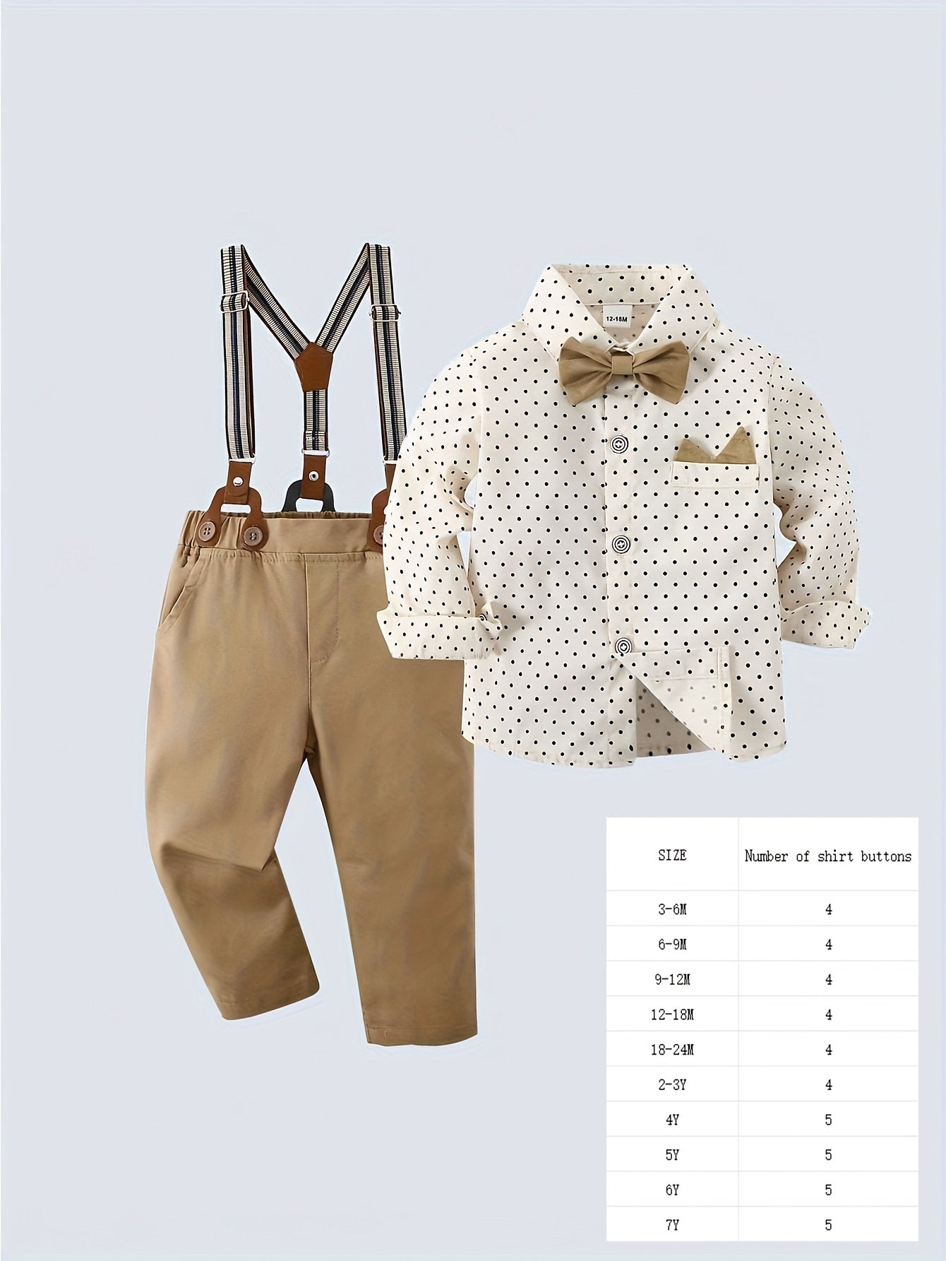 Boys' Suit Set 2 Pieces Polka Dot Shirt Bowtie Pants Casual Woven Fabric