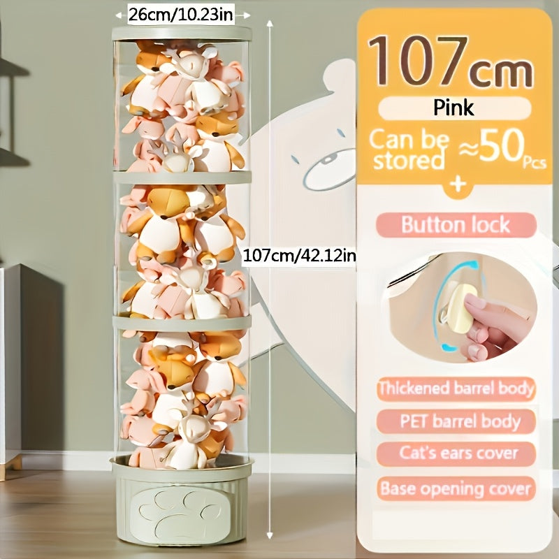 Estante de almacenamiento transparente con temática de animales, apilable, organizador de juguetes de peluche para sala de juegos y hogar