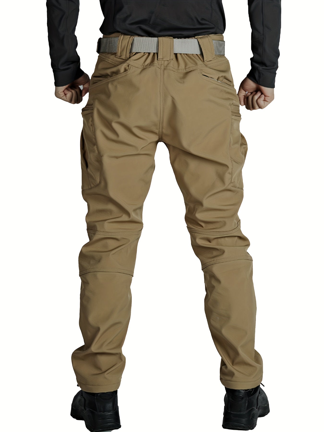 Men's Waterproof Tactical Pants Winter Outdoor Fleece-Lined Polyester Solid