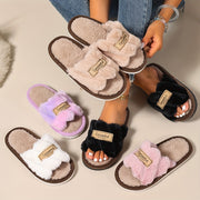 Women’s Colorful Plush Indoor Slippers Warm Anti-slip Autumn Spring