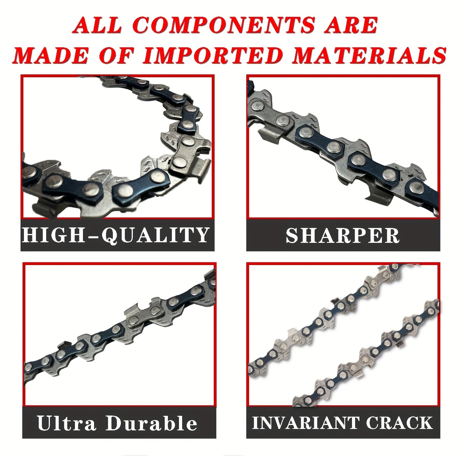 6-Inch Metal Chainsaw Chain 4-Pack High-Temperature Resistant Sharp Cutting Long-Lasting Wear for Logging and Wood Cutting