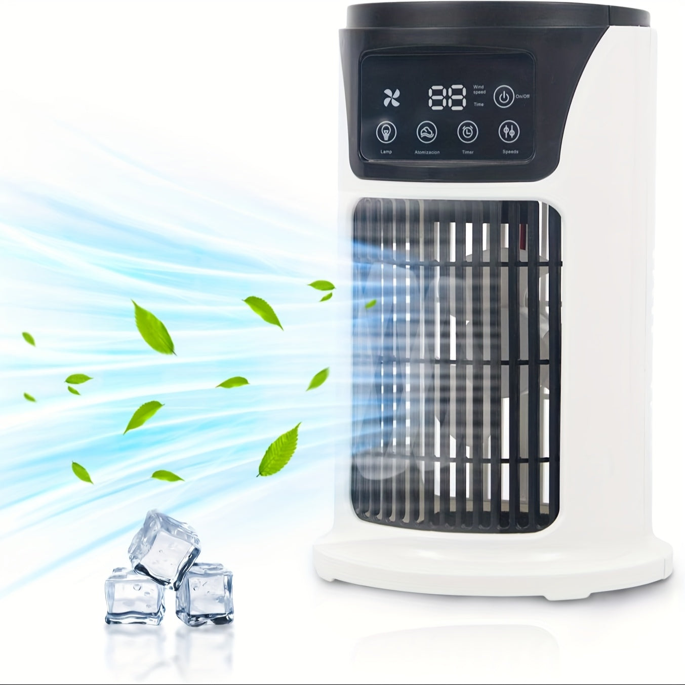 Ventilador de aire acondicionado portátil con enfriamiento por evaporación y 3 nieblas frías para dormitorio, oficina, camping