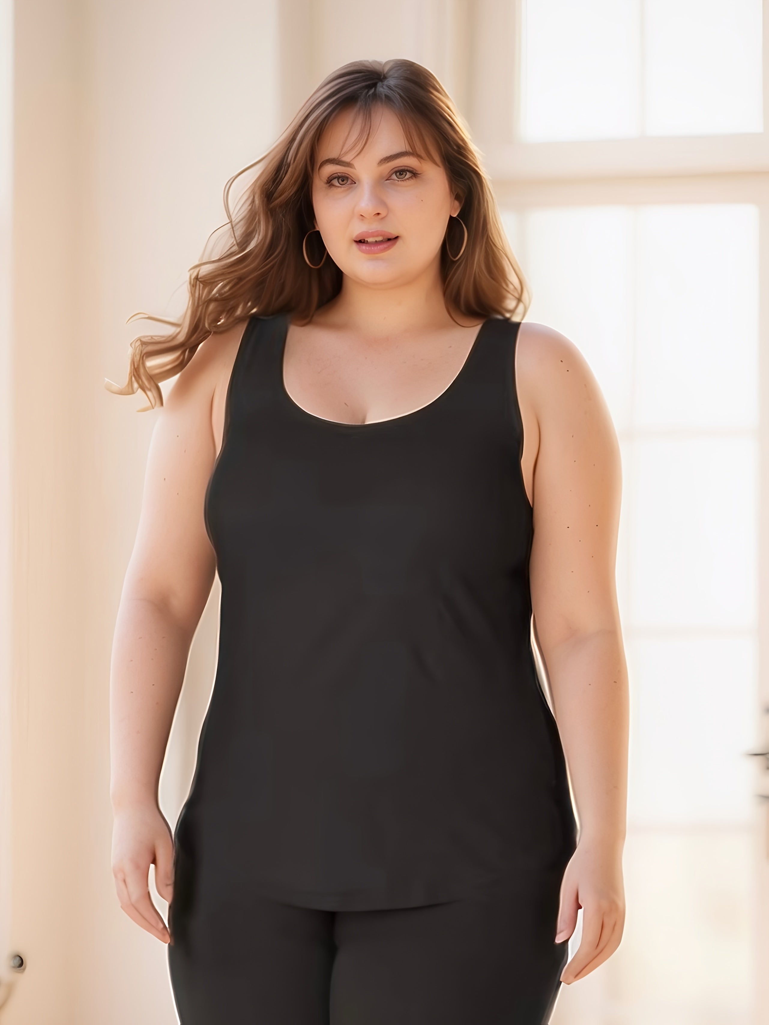 Women's Plus Size Sleeveless Tank Tops Cotton Casual Layering Basic 6 Pack