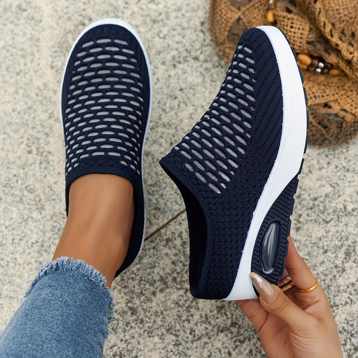 Women's Breathable Mesh Mules Lightweight Non-Slip Summer Shoes White