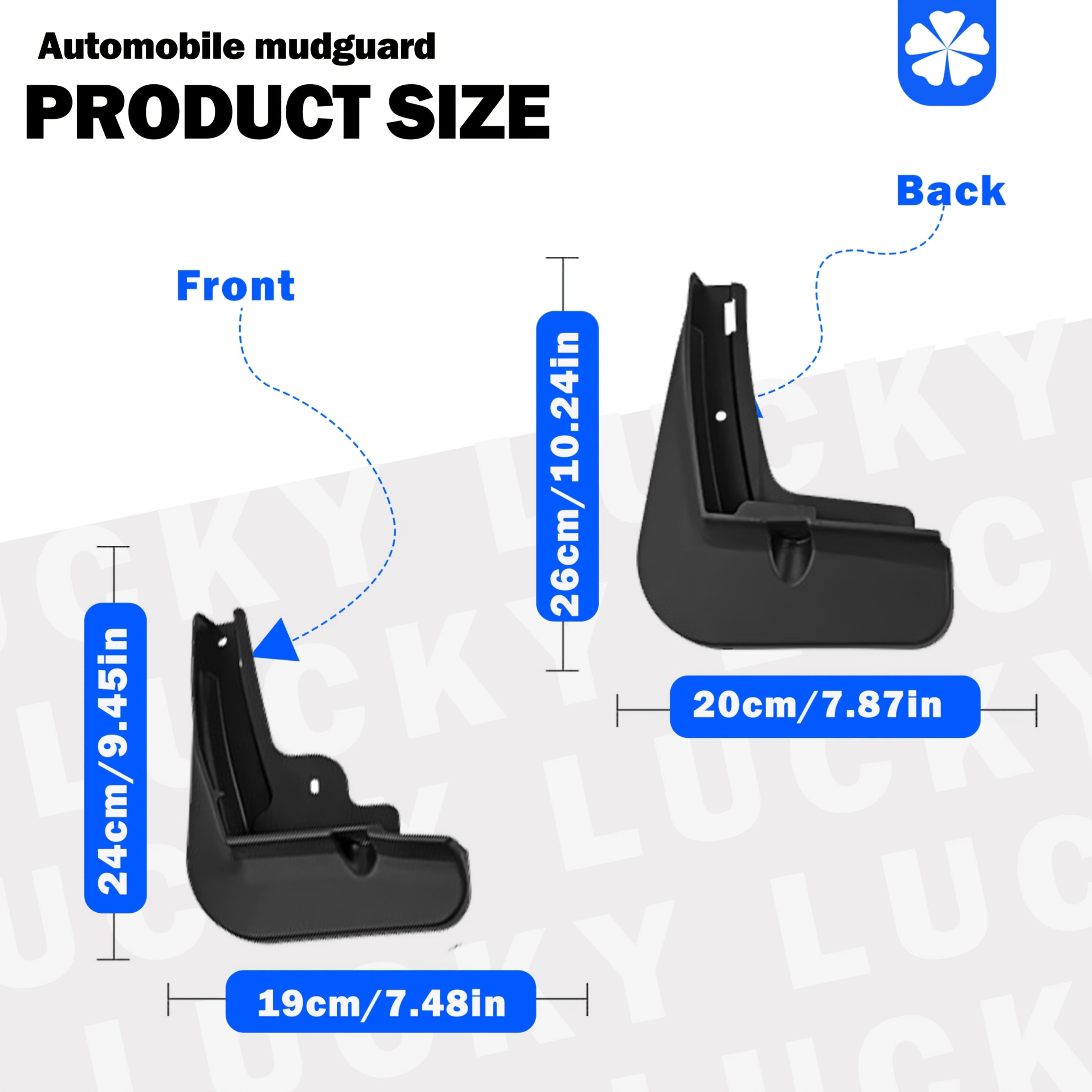 4pcs Black Mud Flaps for Cars Front and Rear Protective Accessories