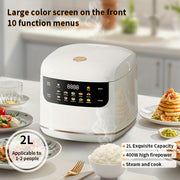 Mini Smart Rice Cooker Steamer 10-in-1 Multi Cooker 2L Nonstick Portable