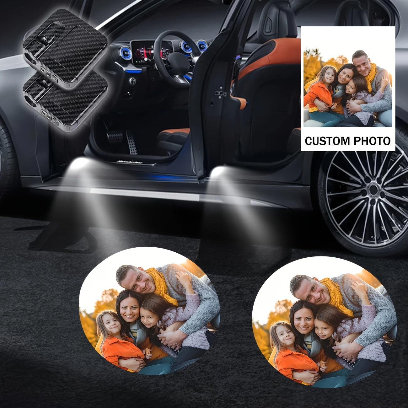 Car Door Welcome Lights 4/2pcs Customizable with Photo and Text for Home and Vehicles