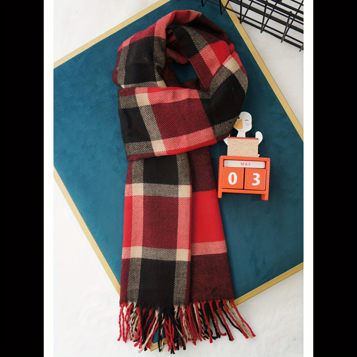 Bufanda de invierno a rayas multicolores con cuadros de lana para hombres y mujeres