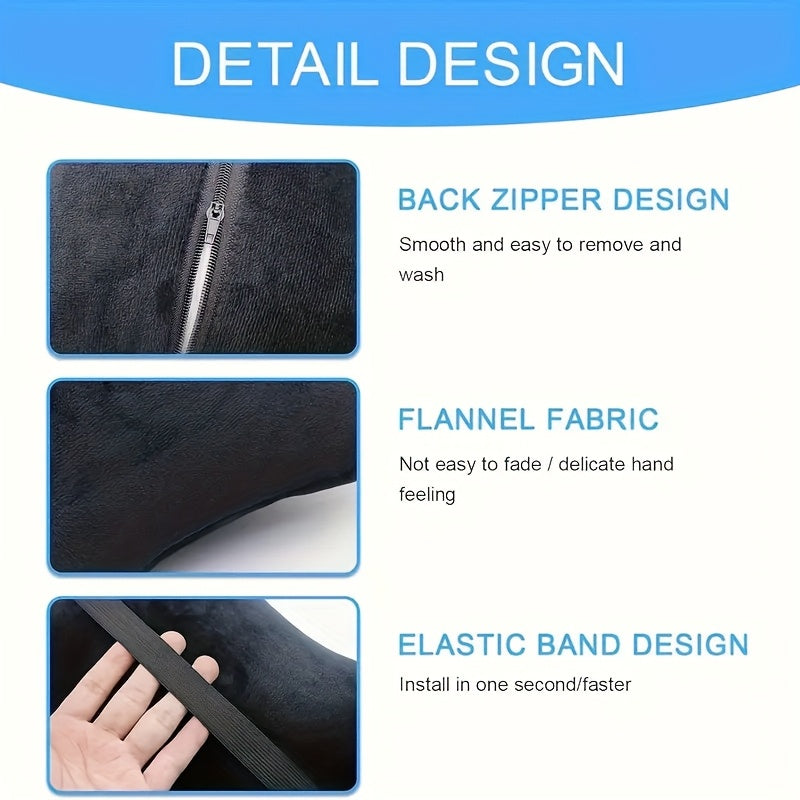 Black Plush Lumbar Support Pillow for Car Seats Comfortable Foam Cushion