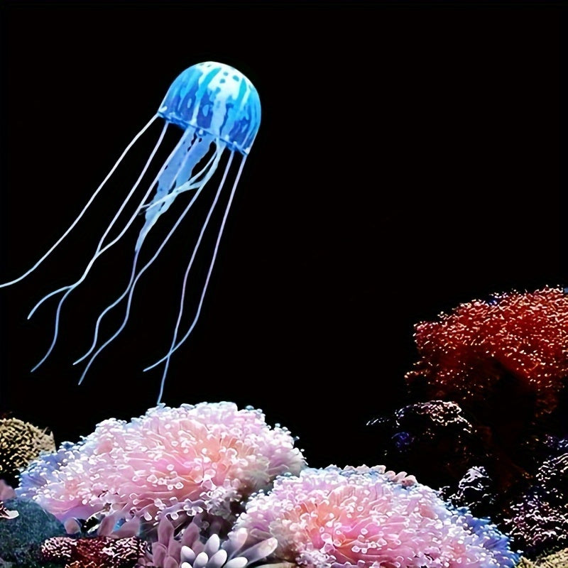 Silicone Jellyfish Aquarium Ornament for Fish Tank Decoration Glowing Artificial Decor