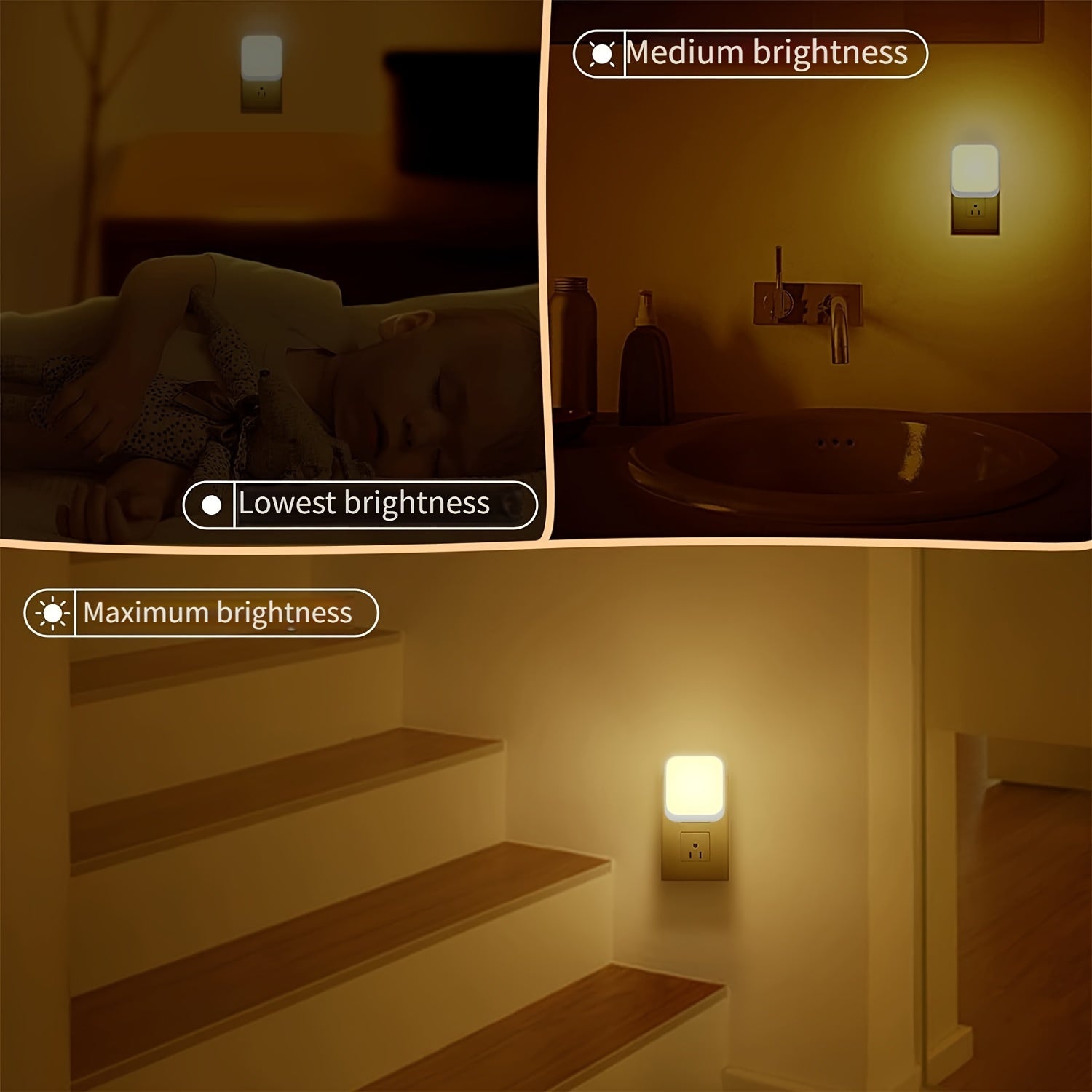 LED Night Light with Smart Sensing Wall Mount for Bedrooms and Hallways