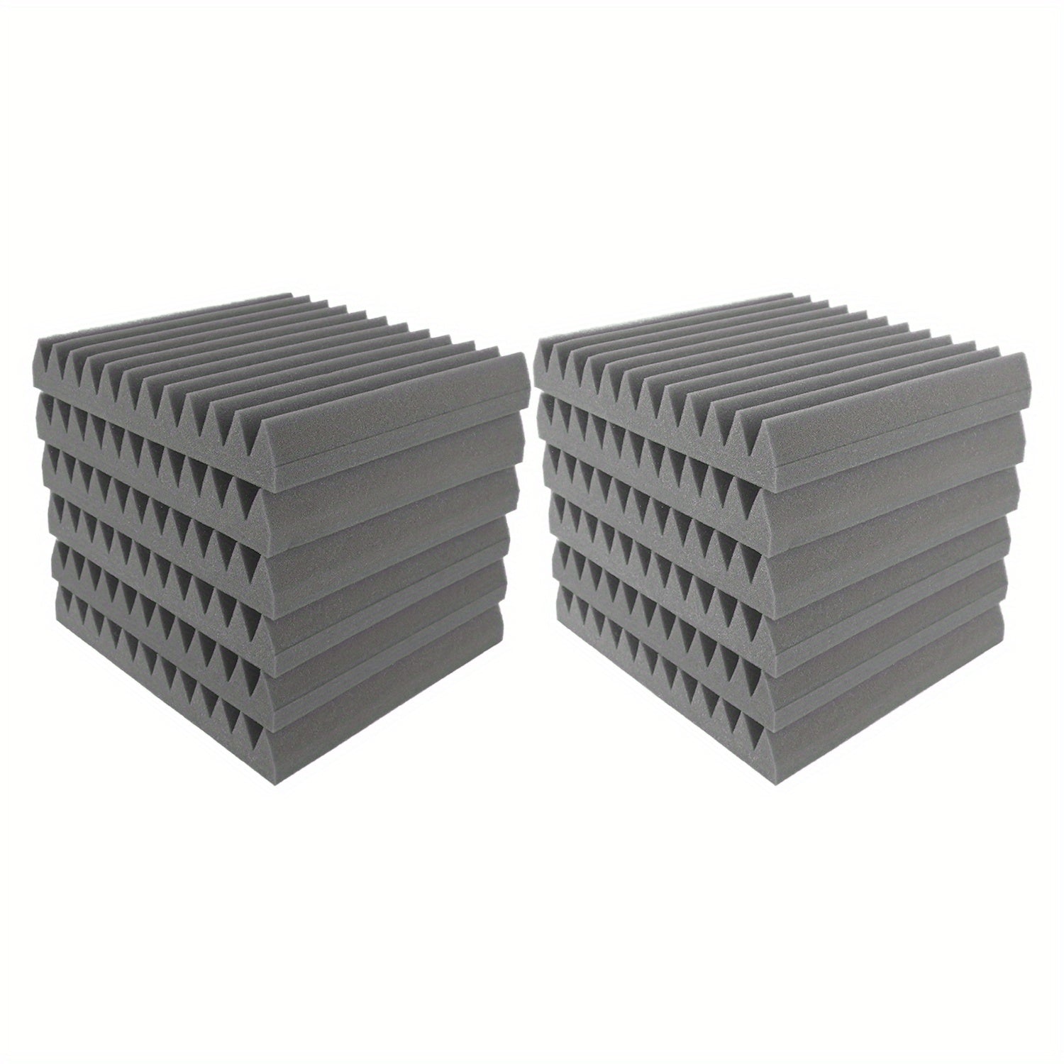 12-Pack Acoustic Foam Panels Self-Adhesive Soundproofing Tiles for Noise Reduction Black Grey 30.48cm x 30.48cm