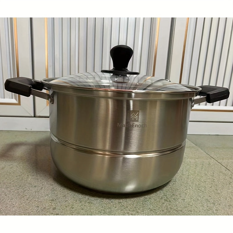 Кухонная кастрюля для супа, парящая булочки Мантоу, изготовленная из нержавеющей стали 201, с дизайном одного дна для пароварки. Диаметр кастрюли составляет 28 см, и она прозрачна для контроля за процессом приготовления. Код продукта: WMM-006.