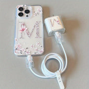 5-Piece Multicolor TPU Phone Case Bundle with Data Cable Tie and Fast Charger Adapter Compatible with iPhone X to 16 Pro Max