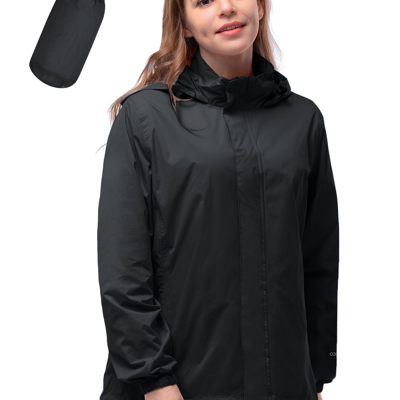 Women's Packable Windbreaker Jacket Lightweight Shell Coat with Hood for Outdoor Activities