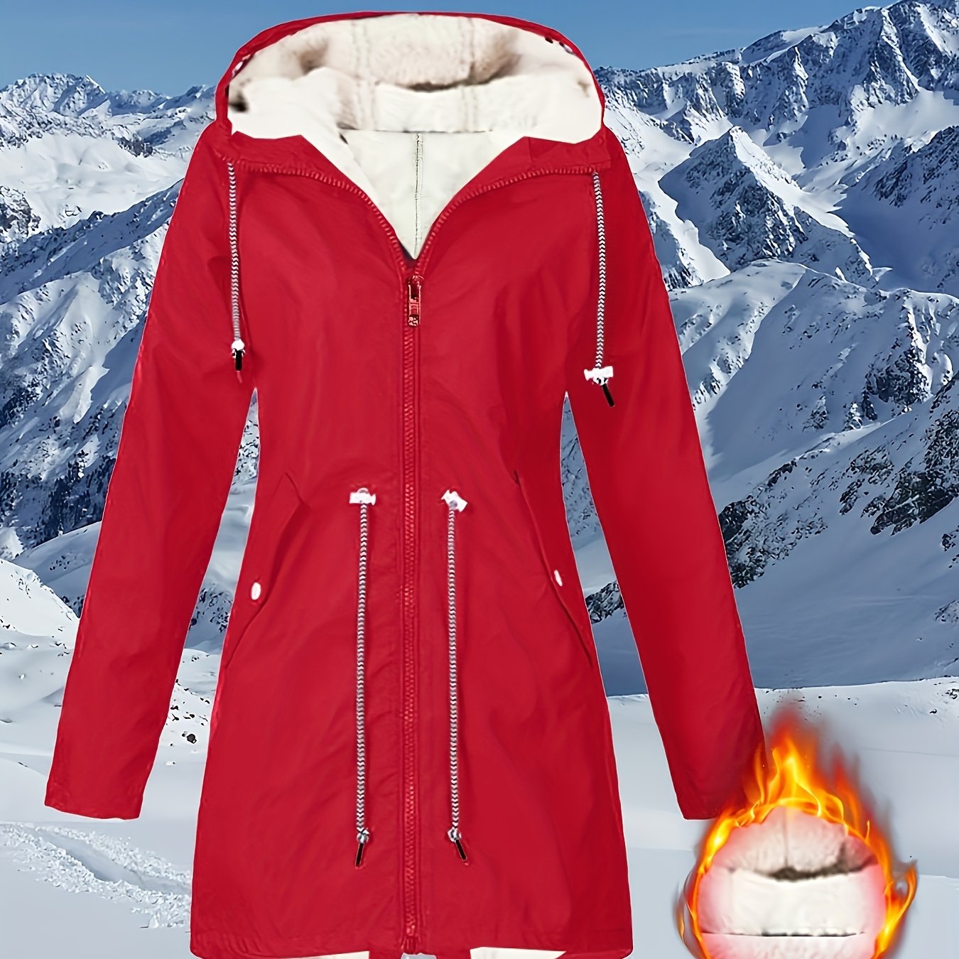 Katta o'lchamlar uchun qishki trench palto 100% polyesterdan tayyorlangan, cho'zilmaydigan bir rangli mato. Chiqish ipi detali va uzun uzunlikka ega.