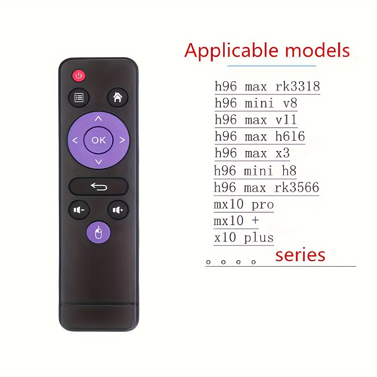 Universal H616 Remote Control for Android TV Boxes Battery Operated Plastic