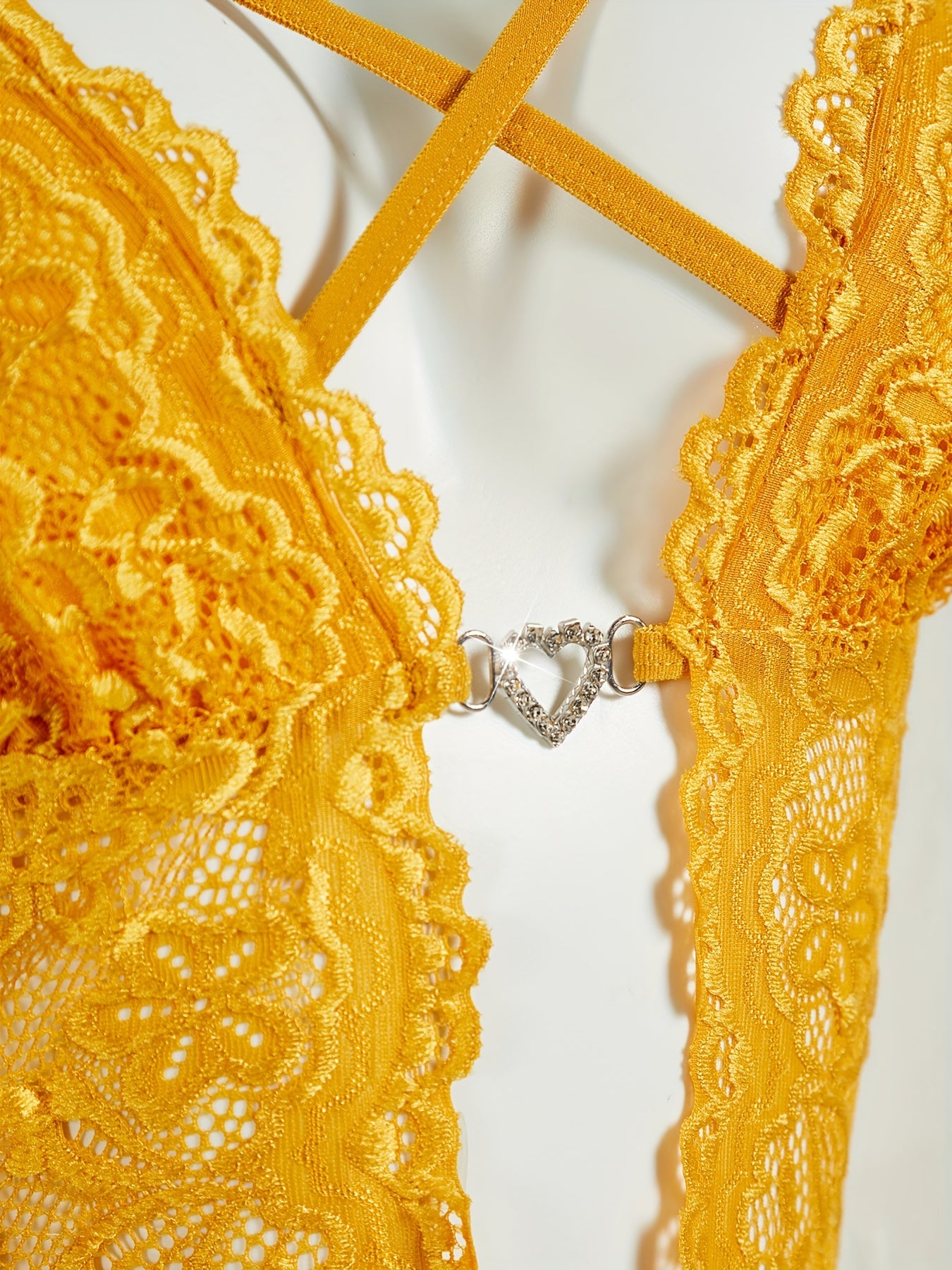 Women's Lace Teddy and Heart Ring Bodysuit Sexy Lingerie