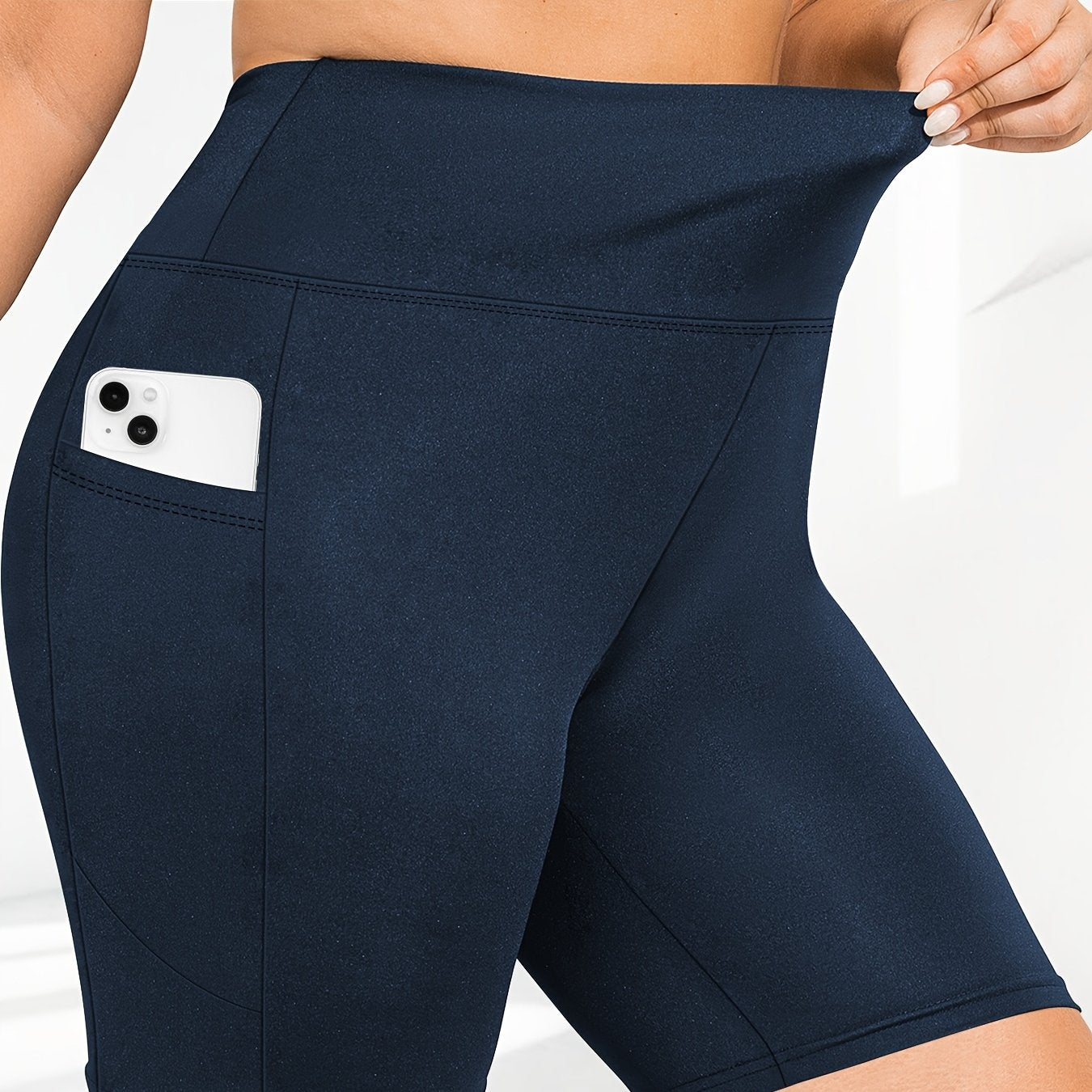 Женские шорты для йоги с высокой талией и карманами, дышащие с эластичной тканью