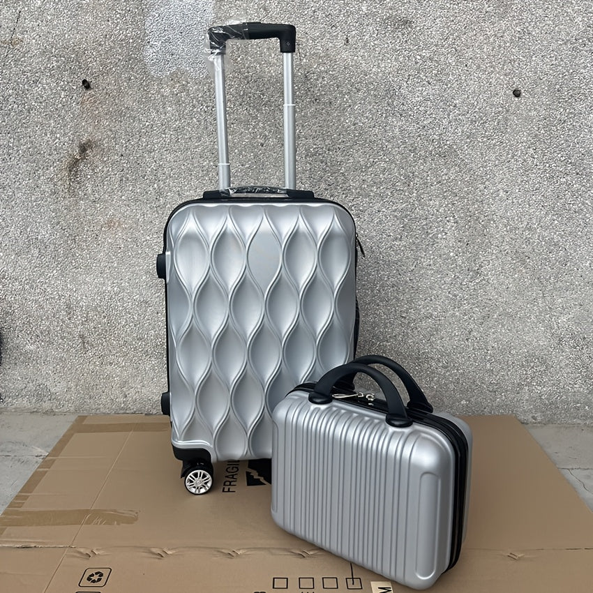 2-Piece ABS Hardside Luggage Set with Spinner Wheels 20 Inch White Lightweight Lockable