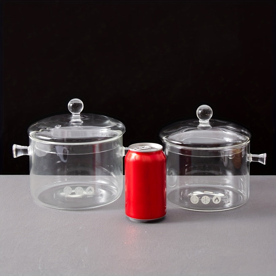 High Borosilicate Glass Soup Pot Double Handle Compatible with Electric Ceramic Gas Stoves