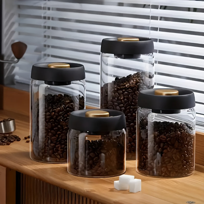 Airtight Glass Food Storage Container Round Canister for Nuts and Grains