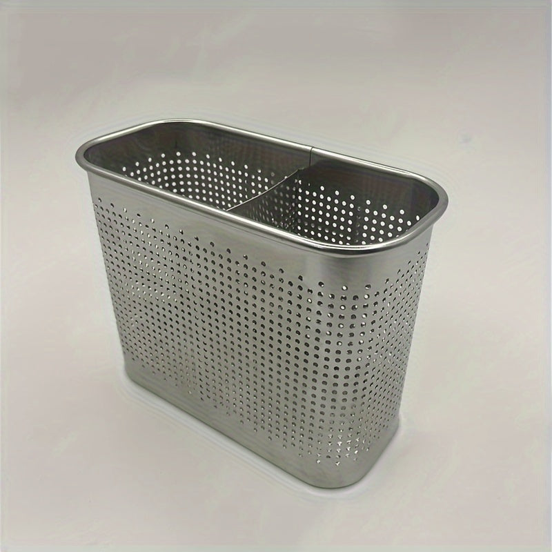 Zanglamas po'latdan yasalgan chopstick ushlagich, drenaj racki - idishlar, kanstalar, makiyaj cho'tkalari uchun ikki bo'linma tashkilotchisi - devor yoki stol usti uchun to'rtburchakli javon - yog'och yoki elektr kerak emas - ochiq saqlash dizayni.