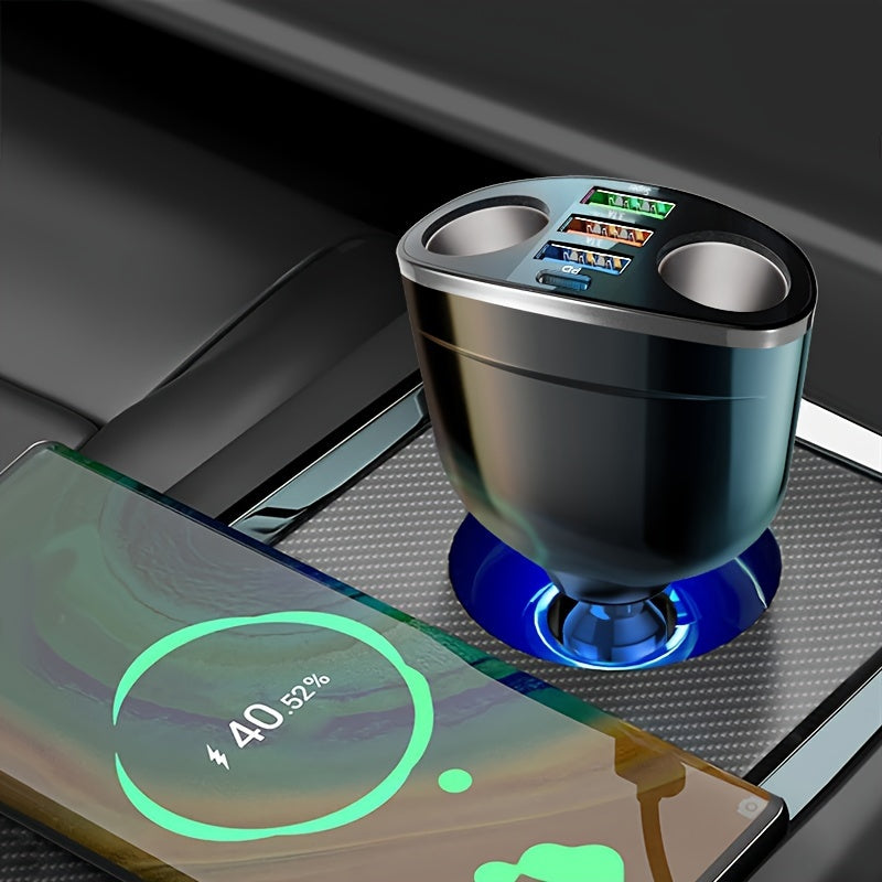 Cargador de coche multi-puerto con carga rápida, adaptador USB para teléfono y tableta