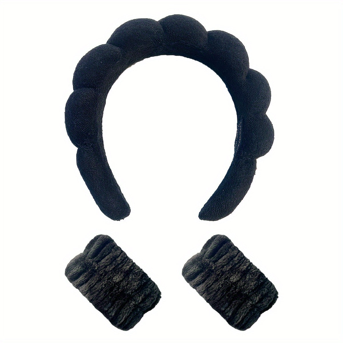 Набор из трех мягких губчатых повязок для волос с полотенцами на запястье, идеально подходящих для ухода за кожей, умывания и гидротерапии для женщин.
