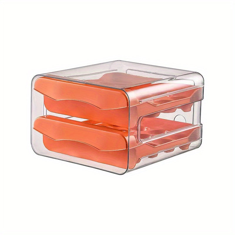 Caja de almacenamiento para huevos de doble capa, 32 compartimentos, cajón de refrigerador transparente