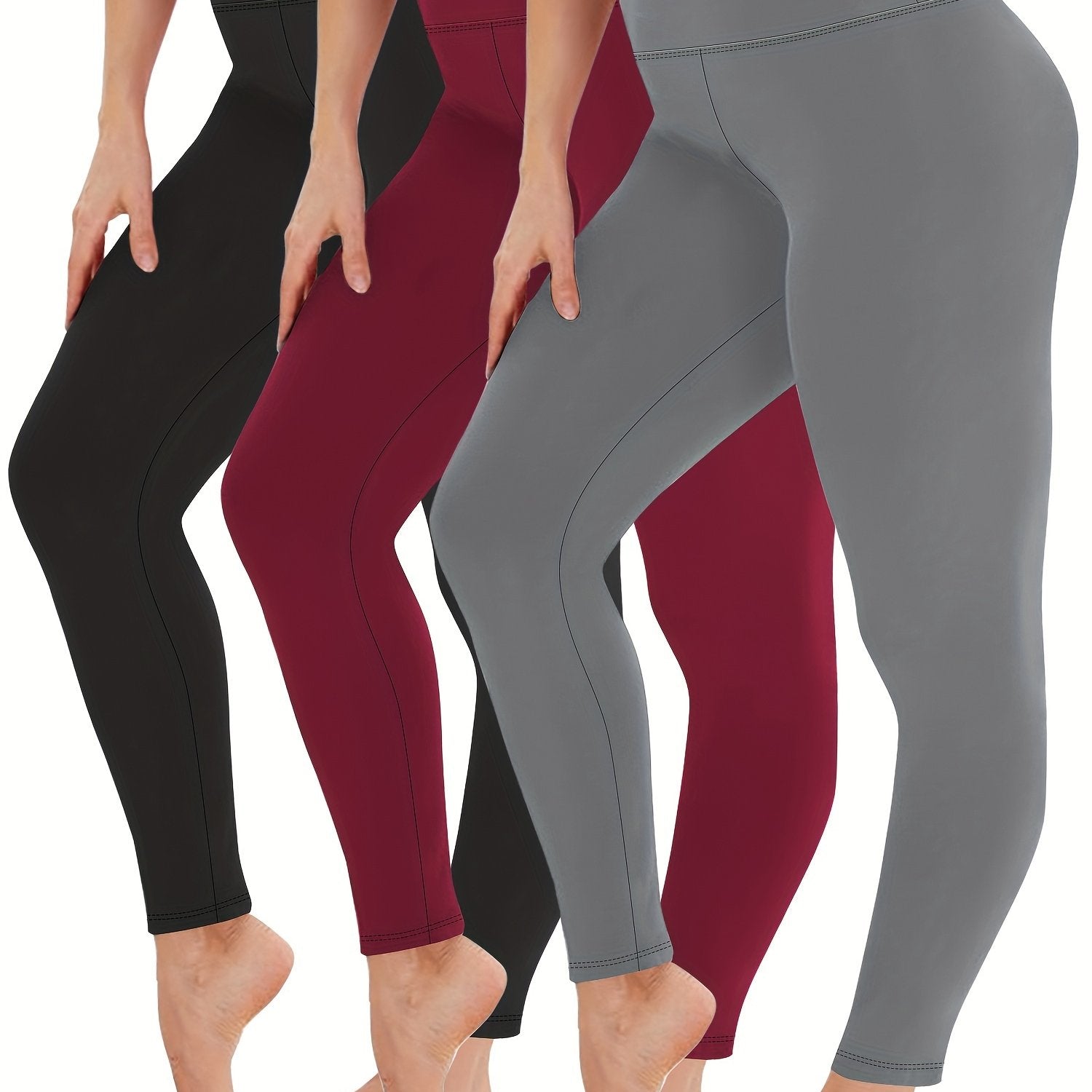 Women's Plus Size Cropped High Waist Leggings, Yoga Pants, Comfortable Fit