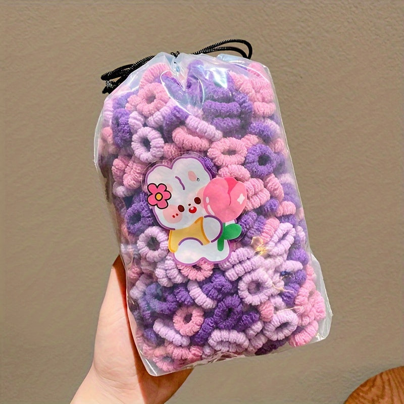 Paquete de 100 gomas de pelo elásticas para niñas, bandas de toalla de poliéster suave para uso diario