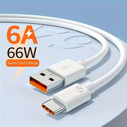 66W USB Type-C Charging Cable 1.5m Flat Matte PVC Fast Charging Data Transfer