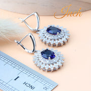 Synthetic Gemstone Jewelry Set with Floral Design Platinum Plated Copper Zirconia for Weddings and Occasions