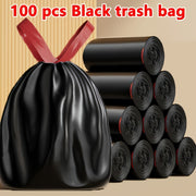 Heavy Duty Black Trash Bags with Drawstrings 100 Count Leak-Proof Opaque Liners for Yard Industrial Construction