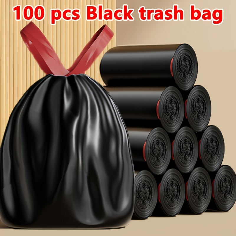 Heavy Duty Black Trash Bags with Drawstrings 100 Count Leak-Proof Opaque Liners for Yard Industrial Construction