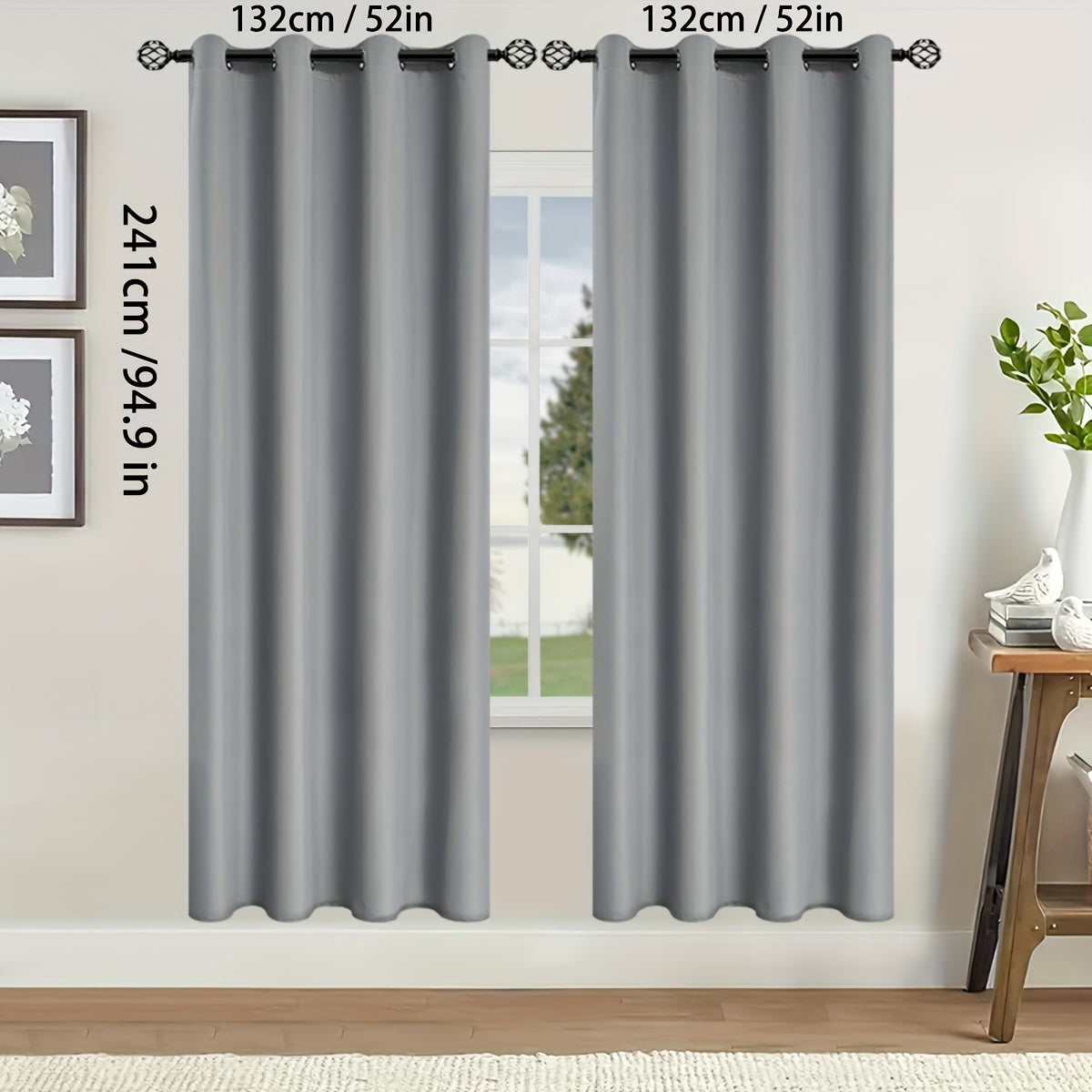 Blackout Curtains for Bedroom and Living Room, UV Protection, Easy Slide