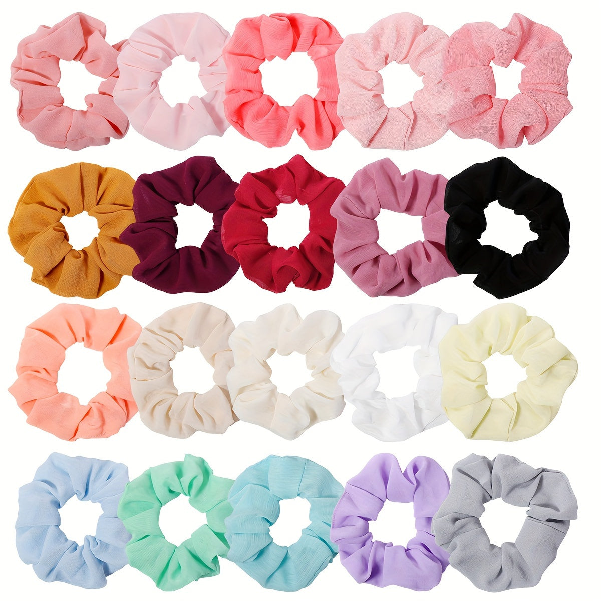Silk Satin Soch Scrunchies Paketi 60 50 20 18 10 ta, ayollar va o‘smirlar uchun